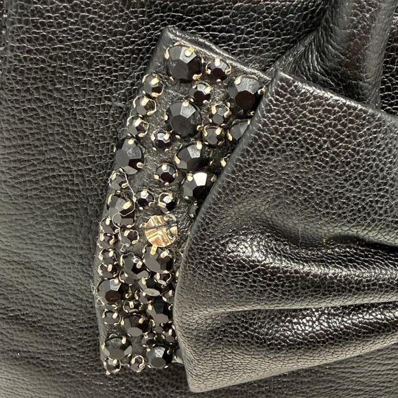 Kate Spade New York Black Manor Place Cow Leather Rhinestones Bow Satchel Purse - Picture 16 of 16